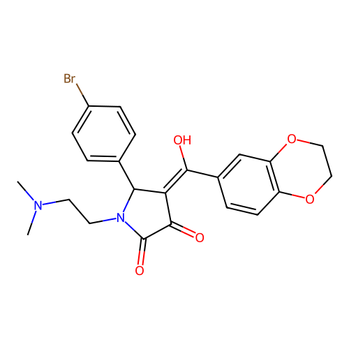 (4E)-5-(4-bromophenyl)-4-[2,3-dihydro-1,4-benzodioxin-6-yl(hydroxy)methylidene]-1-(2-dimethylaminoethyl)pyrrolidine-2,3-dione structure