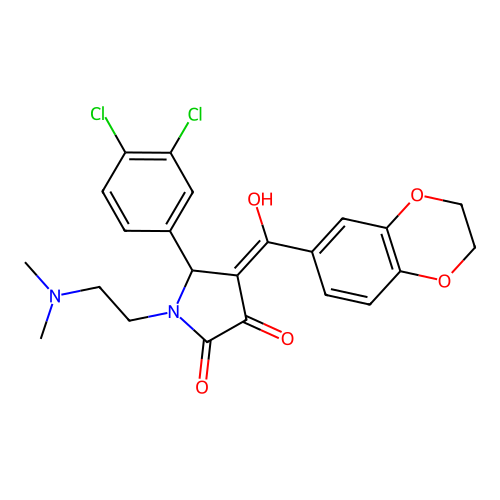 (4E)-5-(3,4-dichlorophenyl)-4-[2,3-dihydro-1,4-benzodioxin-6-yl(hydroxy)methylidene]-1-(2-dimethylaminoethyl)pyrrolidine-2,3-dione structure