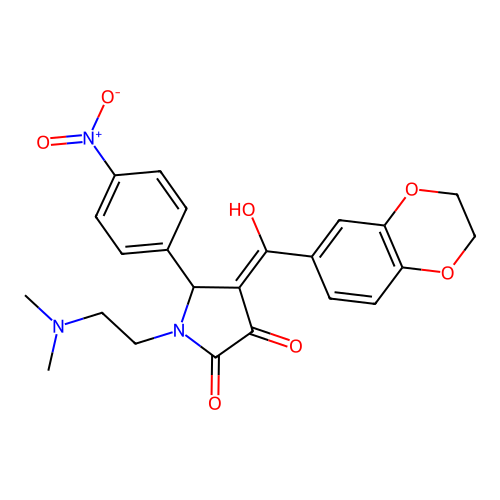 (4E)-4-[2,3-dihydro-1,4-benzodioxin-6-yl(hydroxy)methylidene]-1-(2-dimethylaminoethyl)-5-(4-nitrophenyl)pyrrolidine-2,3-dione structure