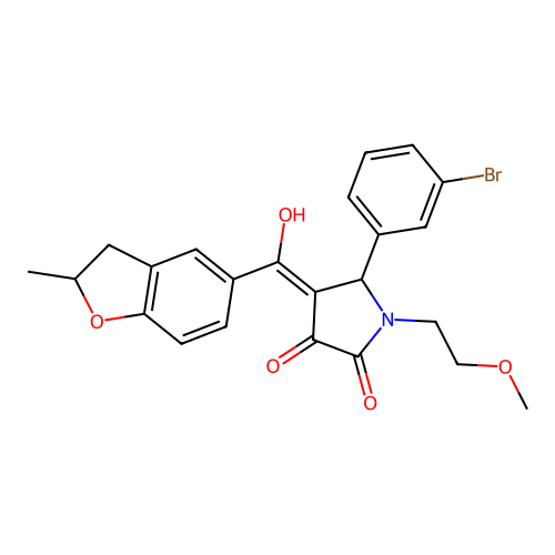 5-(3-bromophenyl)-3-hydroxy-1-(2-methoxyethyl)-4-(2-methyl-2,3-dihydro-1-benzofuran-5-carbonyl)-2,5-dihydro-1H-pyrrol-2-one structure