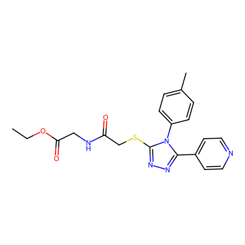 ethyl 2-(2-((5-(pyridin-4-yl)-4-(p-tolyl)-4H-1,2,4-triazol-3-yl)thio)acetamido)acetate structure