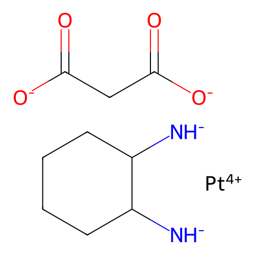 Platinum(4+) cyclohexane-1,2-bis(aminide) propanedioate (1/1/1) structure