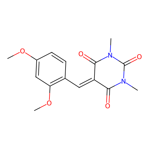 5-(2,4-dimethoxybenzylidene)-1,3-dimethylpyrimidine-2,4,6(1H,3H,5H)-trione structure