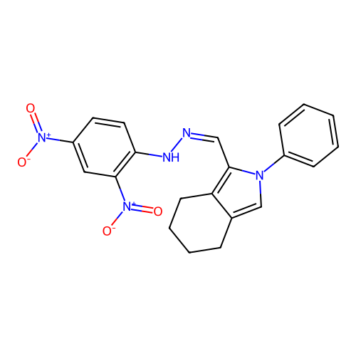 2H-Isoindole-1-carboxaldehyde, 4,5,6,7-tetrahydro-2-phenyl-, (2,4-dinitrophenyl)hydrazone structure