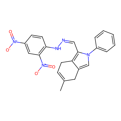 2H-Isoindole-1-carboxaldehyde, 4,7-dihydro-5(or 6)-methyl-2-phenyl-, (2,4-dinitrophenyl)hydrazone structure