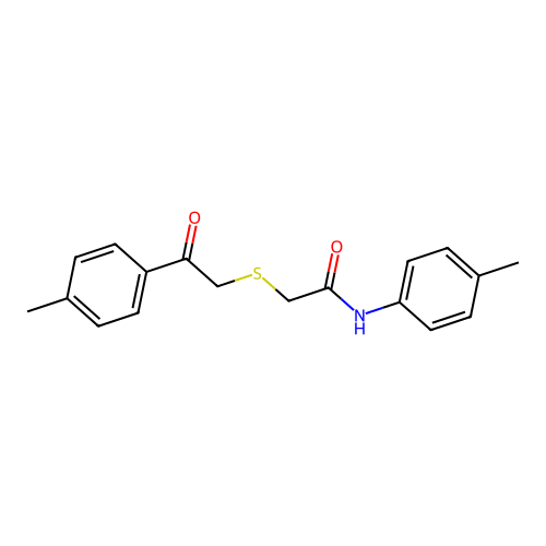 N-(4-methylphenyl)-2-[2-(4-methylphenyl)-2-oxoethyl]sulfanylacetamide structure
