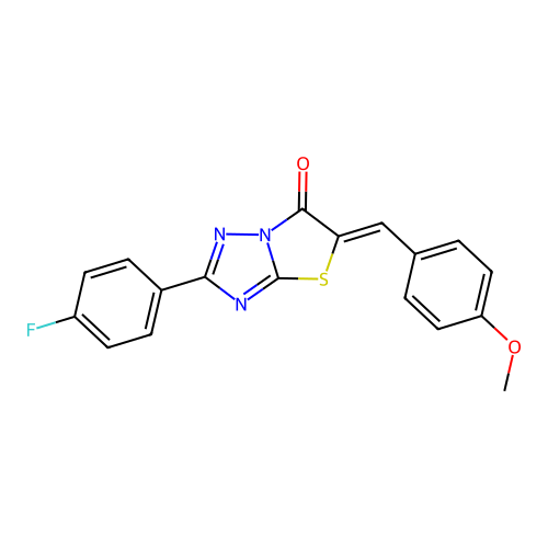 (5Z)-2-(4-fluorophenyl)-5-(4-methoxybenzylidene)[1,3]thiazolo[3,2-b][1,2,4]triazol-6(5H)-one structure