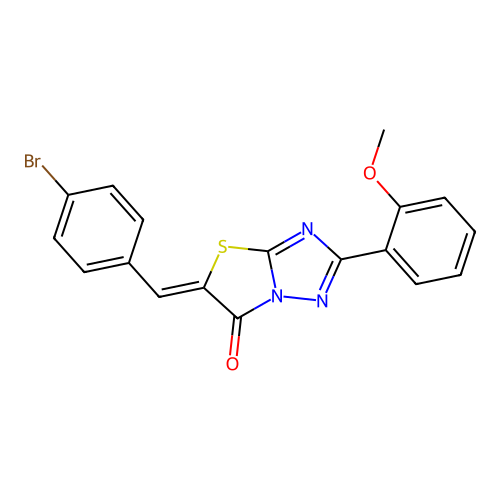 (Z)-5-(4-bromobenzylidene)-2-(2-methoxyphenyl)thiazolo[3,2-b][1,2,4]triazol-6(5H)-one structure