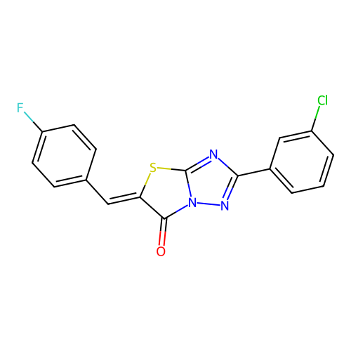 (5Z)-2-(3-chlorophenyl)-5-(4-fluorobenzylidene)[1,3]thiazolo[3,2-b][1,2,4]triazol-6(5H)-one structure
