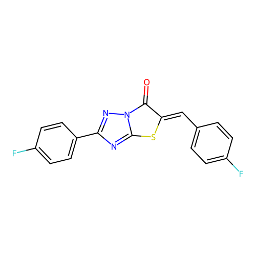 (Z)-5-(4-fluorobenzylidene)-2-(4-fluorophenyl)thiazolo[3,2-b][1,2,4]triazol-6(5H)-one structure