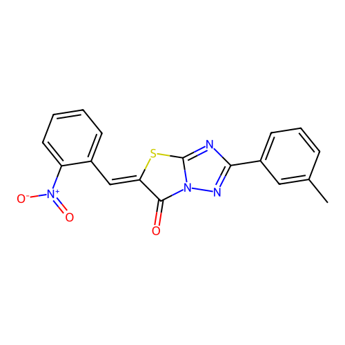 (Z)-5-(2-nitrobenzylidene)-2-(m-tolyl)thiazolo[3,2-b][1,2,4]triazol-6(5H)-one structure