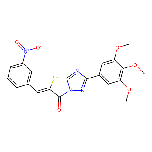 (Z)-5-(3-nitrobenzylidene)-2-(3,4,5-trimethoxyphenyl)thiazolo[3,2-b][1,2,4]triazol-6(5H)-one structure