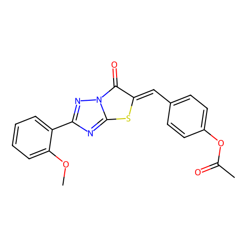 (Z)-4-((2-(2-methoxyphenyl)-6-oxothiazolo[3,2-b][1,2,4]triazol-5(6H)-ylidene)methyl)phenyl acetate structure