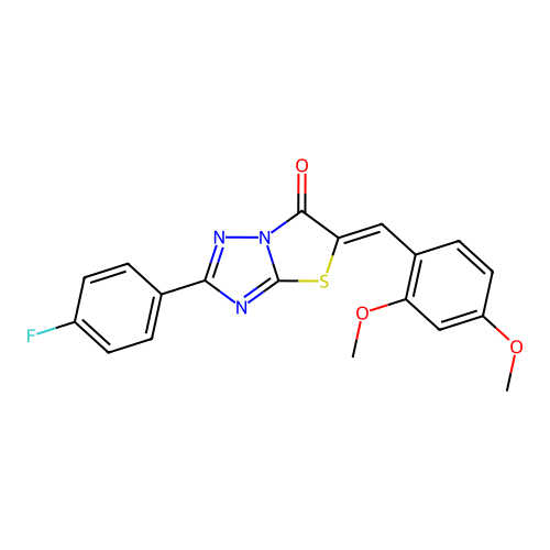 (Z)-5-(2,4-dimethoxybenzylidene)-2-(4-fluorophenyl)thiazolo[3,2-b][1,2,4]triazol-6(5H)-one structure