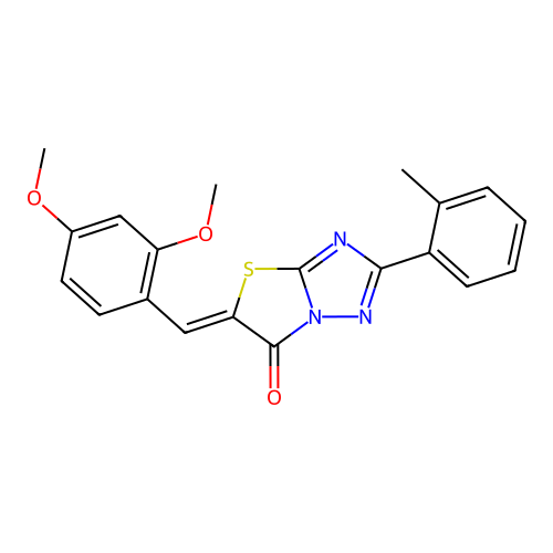 (Z)-5-(2,4-dimethoxybenzylidene)-2-(o-tolyl)thiazolo[3,2-b][1,2,4]triazol-6(5H)-one structure