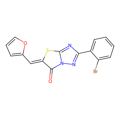 (5Z)-2-(2-bromophenyl)-5-(furan-2-ylmethylidene)[1,3]thiazolo[3,2-b][1,2,4]triazol-6(5H)-one structure