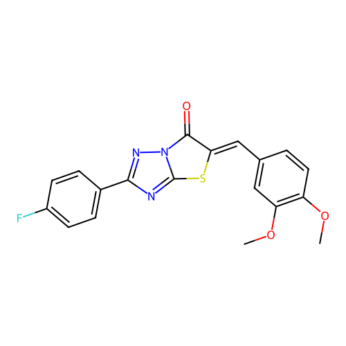 (Z)-5-(3,4-dimethoxybenzylidene)-2-(4-fluorophenyl)thiazolo[3,2-b][1,2,4]triazol-6(5H)-one structure
