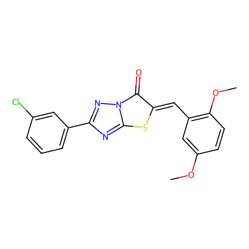 (Z)-2-(3-chlorophenyl)-5-(2,5-dimethoxybenzylidene)thiazolo[3,2-b][1,2,4]triazol-6(5H)-one structure