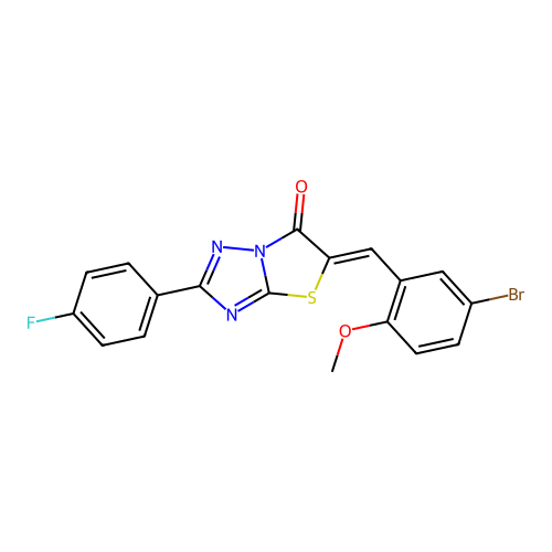 (Z)-5-(5-bromo-2-methoxybenzylidene)-2-(4-fluorophenyl)thiazolo[3,2-b][1,2,4]triazol-6(5H)-one structure