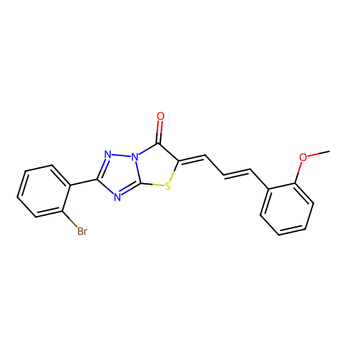 (Z)-2-(2-bromophenyl)-5-((E)-3-(2-methoxyphenyl)allylidene)thiazolo[3,2-b][1,2,4]triazol-6(5H)-one structure