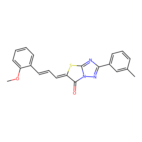 (5Z)-5-[(2E)-3-(2-METHOXYPHENYL)PROP-2-EN-1-YLIDENE]-2-(3-METHYLPHENYL)-5H,6H-[1,2,4]TRIAZOLO[3,2-B][1,3]THIAZOL-6-ONE structure