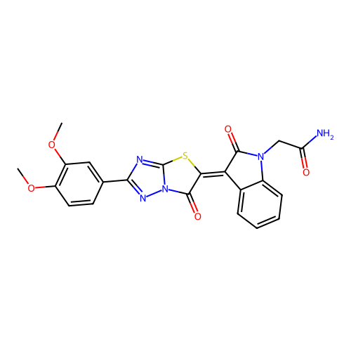 (Z)-2-(3-(2-(3,4-dimethoxyphenyl)-6-oxothiazolo[3,2-b][1,2,4]triazol-5(6H)-ylidene)-2-oxoindolin-1-yl)acetamide structure