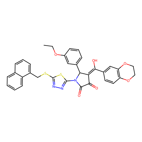 4-(2,3-dihydrobenzo[b][1,4]dioxine-6-carbonyl)-5-(3-ethoxyphenyl)-3-hydroxy-1-(5-((naphthalen-1-ylmethyl)thio)-1,3,4-thiadiazol-2-yl)-1H-pyrrol-2(5H)-one structure