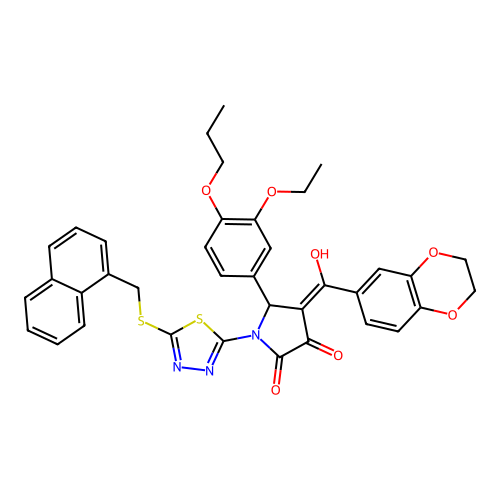 4-(2,3-dihydrobenzo[b][1,4]dioxine-6-carbonyl)-5-(3-ethoxy-4-propoxyphenyl)-3-hydroxy-1-(5-((naphthalen-1-ylmethyl)thio)-1,3,4-thiadiazol-2-yl)-1H-pyrrol-2(5H)-one structure