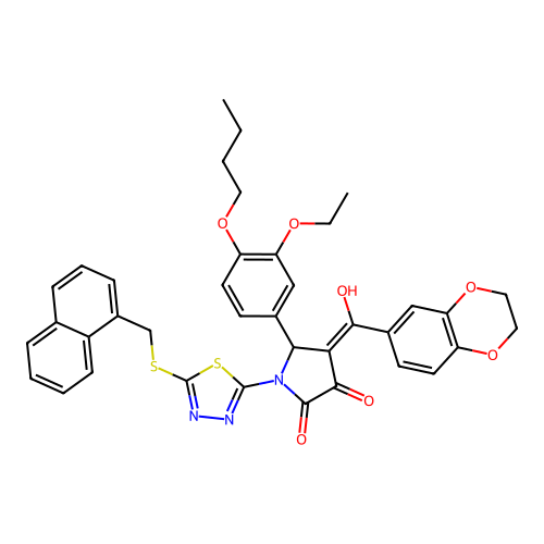 5-(4-butoxy-3-ethoxyphenyl)-4-(2,3-dihydrobenzo[b][1,4]dioxine-6-carbonyl)-3-hydroxy-1-(5-((naphthalen-1-ylmethyl)thio)-1,3,4-thiadiazol-2-yl)-1H-pyrrol-2(5H)-one structure