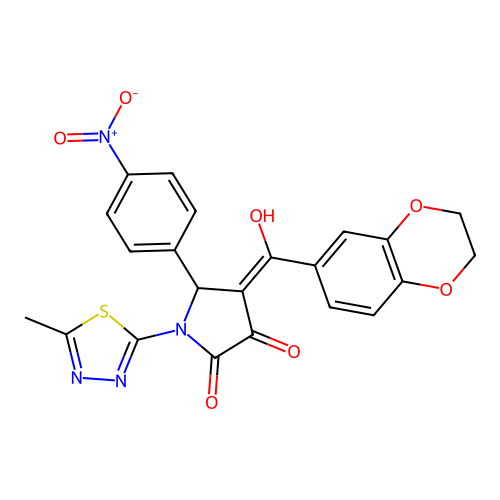 (4E)-4-[2,3-dihydro-1,4-benzodioxin-6-yl(hydroxy)methylidene]-1-(5-methyl-1,3,4-thiadiazol-2-yl)-5-(4-nitrophenyl)pyrrolidine-2,3-dione structure