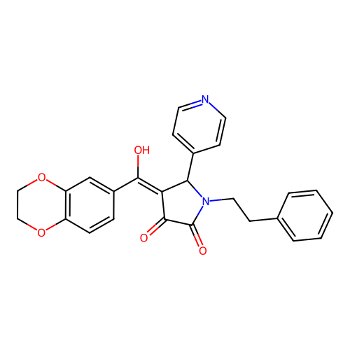 4-(2,3-dihydrobenzo[b][1,4]dioxine-6-carbonyl)-3-hydroxy-1-phenethyl-5-(pyridin-4-yl)-1H-pyrrol-2(5H)-one structure