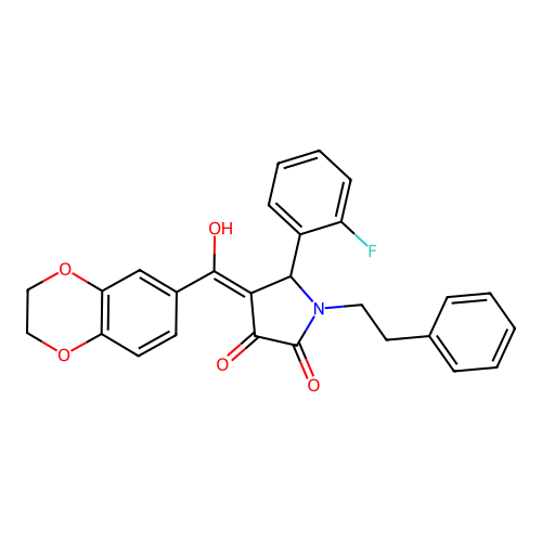 4-(2,3-dihydro-1,4-benzodioxine-6-carbonyl)-5-(2-fluorophenyl)-3-hydroxy-1-(2-phenylethyl)-2,5-dihydro-1H-pyrrol-2-one structure