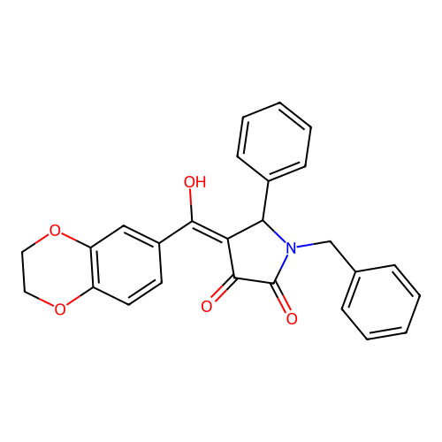 (4E)-1-benzyl-4-[2,3-dihydro-1,4-benzodioxin-6-yl(hydroxy)methylidene]-5-phenylpyrrolidine-2,3-dione structure