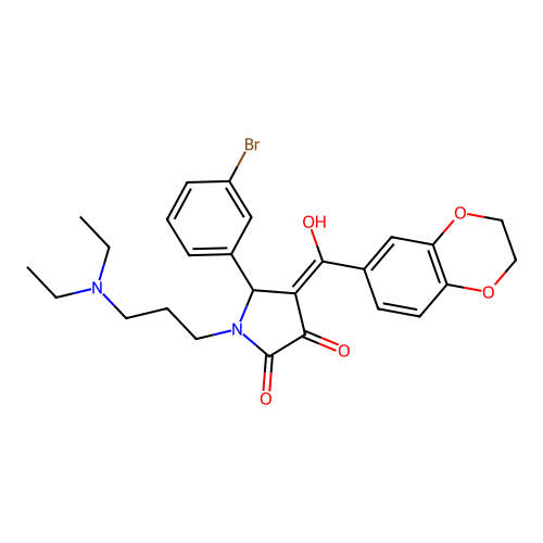 (4E)-5-(3-bromophenyl)-1-[3-(diethylamino)propyl]-4-[2,3-dihydro-1,4-benzodioxin-6-yl(hydroxy)methylidene]pyrrolidine-2,3-dione structure