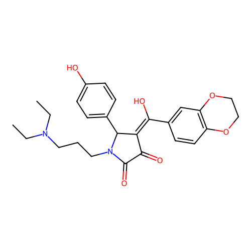 (4E)-1-[3-(diethylamino)propyl]-4-[2,3-dihydro-1,4-benzodioxin-6-yl(hydroxy)methylidene]-5-(4-hydroxyphenyl)pyrrolidine-2,3-dione structure