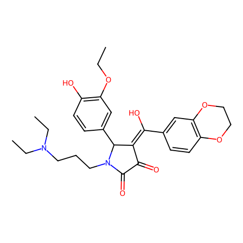 (4E)-1-[3-(diethylamino)propyl]-4-[2,3-dihydro-1,4-benzodioxin-6-yl(hydroxy)methylidene]-5-(3-ethoxy-4-hydroxyphenyl)pyrrolidine-2,3-dione structure