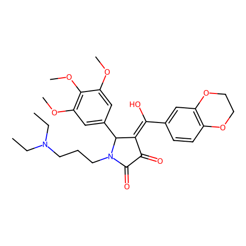 (4E)-1-[3-(diethylamino)propyl]-4-[2,3-dihydro-1,4-benzodioxin-6-yl(hydroxy)methylidene]-5-(3,4,5-trimethoxyphenyl)pyrrolidine-2,3-dione structure