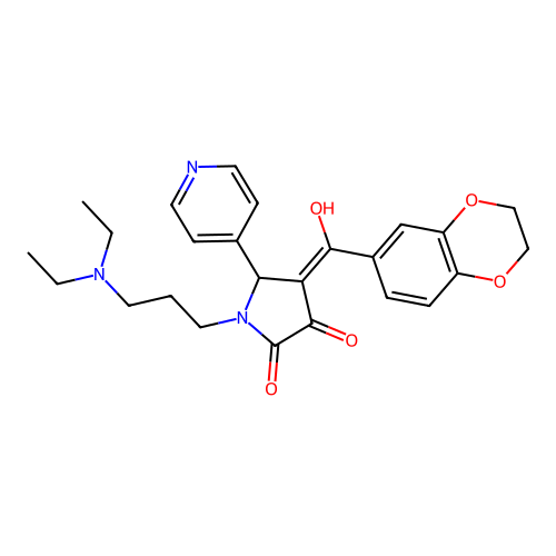 (4E)-1-[3-(diethylamino)propyl]-4-[2,3-dihydro-1,4-benzodioxin-6-yl(hydroxy)methylidene]-5-pyridin-4-ylpyrrolidine-2,3-dione structure