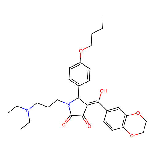 (4E)-5-(4-butoxyphenyl)-1-[3-(diethylamino)propyl]-4-[2,3-dihydro-1,4-benzodioxin-6-yl(hydroxy)methylidene]pyrrolidine-2,3-dione structure