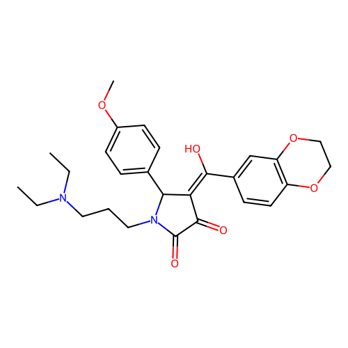 (4E)-1-[3-(diethylamino)propyl]-4-[2,3-dihydro-1,4-benzodioxin-6-yl(hydroxy)methylidene]-5-(4-methoxyphenyl)pyrrolidine-2,3-dione structure