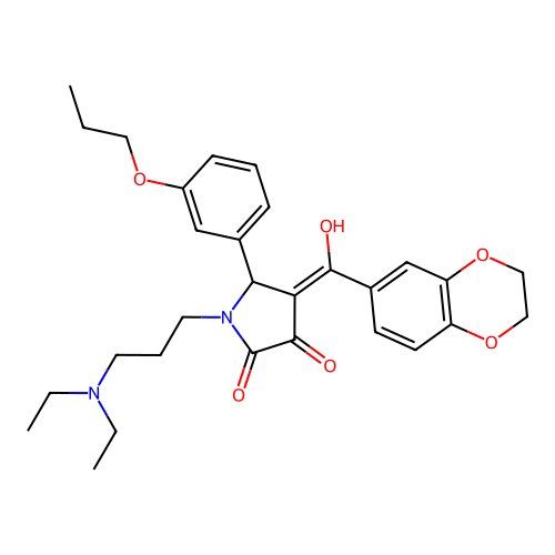 (4E)-1-[3-(diethylamino)propyl]-4-[2,3-dihydro-1,4-benzodioxin-6-yl(hydroxy)methylidene]-5-(3-propoxyphenyl)pyrrolidine-2,3-dione structure