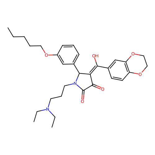 (4E)-1-[3-(diethylamino)propyl]-4-[2,3-dihydro-1,4-benzodioxin-6-yl(hydroxy)methylidene]-5-(3-pentoxyphenyl)pyrrolidine-2,3-dione structure