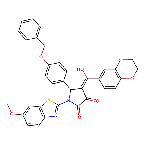 5-(4-(benzyloxy)phenyl)-4-(2,3-dihydrobenzo[b][1,4]dioxine-6-carbonyl)-3-hydroxy-1-(6-methoxybenzo[d]thiazol-2-yl)-1H-pyrrol-2(5H)-one structure