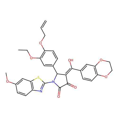 5-(4-(allyloxy)-3-ethoxyphenyl)-4-(2,3-dihydrobenzo[b][1,4]dioxine-6-carbonyl)-3-hydroxy-1-(6-methoxybenzo[d]thiazol-2-yl)-1H-pyrrol-2(5H)-one structure