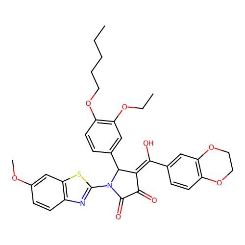 4-(2,3-dihydrobenzo[b][1,4]dioxine-6-carbonyl)-5-(3-ethoxy-4-(pentyloxy)phenyl)-3-hydroxy-1-(6-methoxybenzo[d]thiazol-2-yl)-1H-pyrrol-2(5H)-one structure
