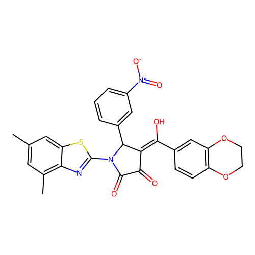 (4E)-4-[2,3-dihydro-1,4-benzodioxin-6-yl(hydroxy)methylidene]-1-(4,6-dimethyl-1,3-benzothiazol-2-yl)-5-(3-nitrophenyl)pyrrolidine-2,3-dione structure
