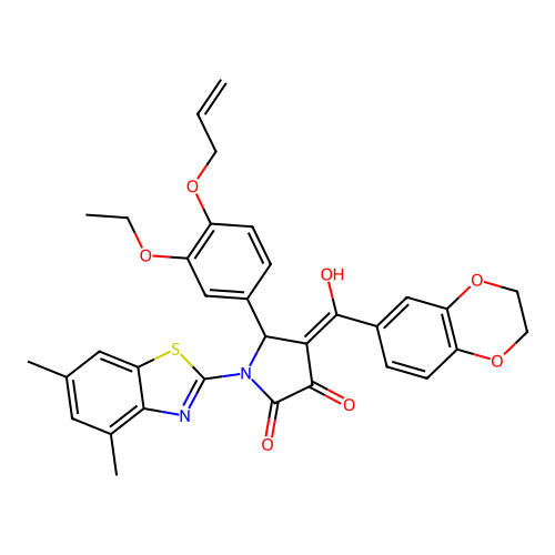 5-(4-(allyloxy)-3-ethoxyphenyl)-4-(2,3-dihydrobenzo[b][1,4]dioxine-6-carbonyl)-1-(4,6-dimethylbenzo[d]thiazol-2-yl)-3-hydroxy-1H-pyrrol-2(5H)-one structure