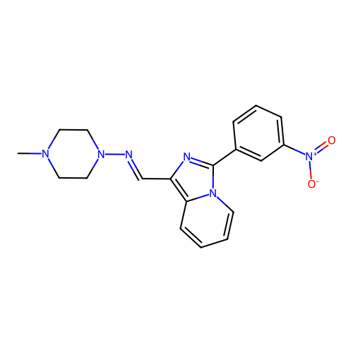(1E)-N-(4-METHYLPIPERAZIN-1-YL)-1-[3-(3-NITROPHENYL)IMIDAZO[1,5-A]PYRIDIN-1-YL]METHANIMINE structure