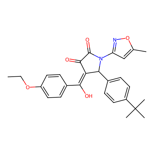 (4E)-5-(4-tert-butylphenyl)-4-[(4-ethoxyphenyl)(hydroxy)methylidene]-1-(5-methyl-1,2-oxazol-3-yl)pyrrolidine-2,3-dione structure