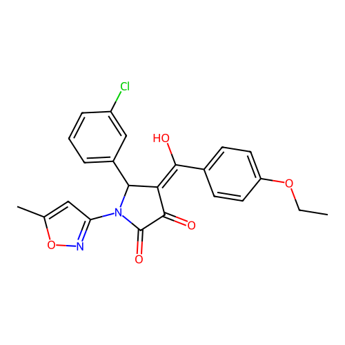 (4E)-5-(3-chlorophenyl)-4-[(4-ethoxyphenyl)(hydroxy)methylidene]-1-(5-methyl-1,2-oxazol-3-yl)pyrrolidine-2,3-dione structure